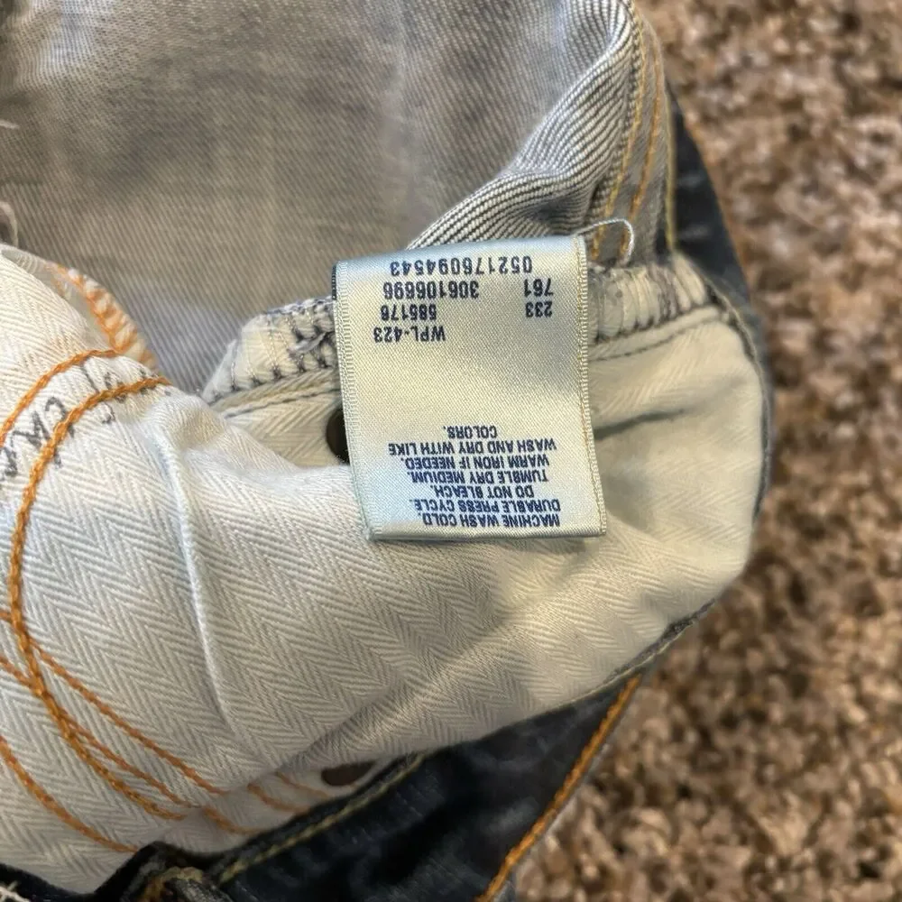 Levi’s Capital Long Shorts 26 Blue Denim Frayed Waist Below Knee Skinny - Picture 12 of 13